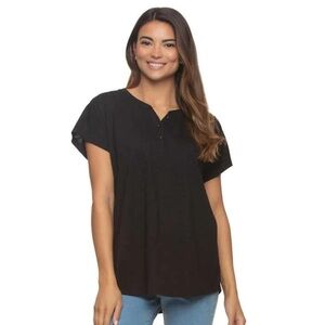 Black Bow - Women’s Slub Henley Tee Shirt
